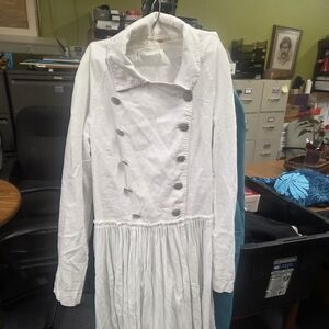 Free People White Long Sleeve Button Dress